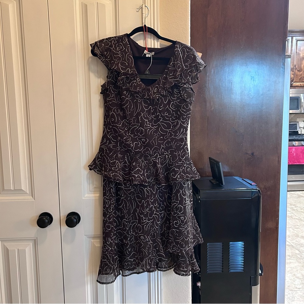 Cato Brown and Cream Floral Skirt and Blouse